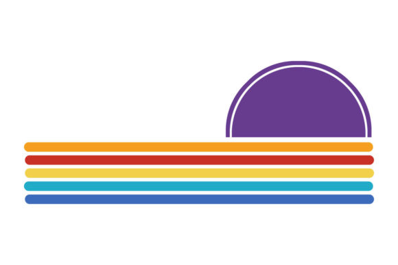 Retro Horizontal Stripes Circle Sunset