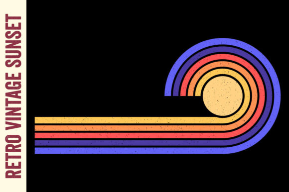 Retro Vintage Sunset Beach Ocean Wave