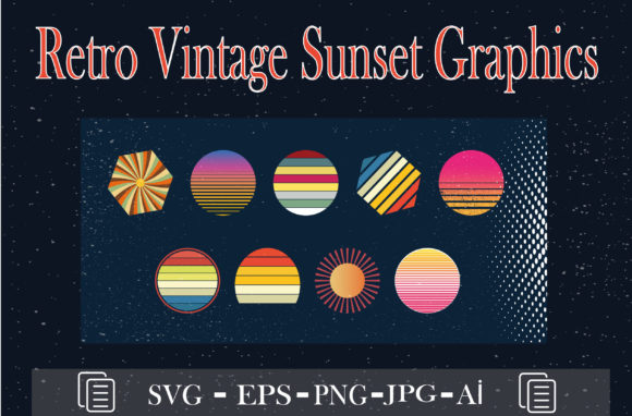 Retro Vintage Sunset Graphic Bundle