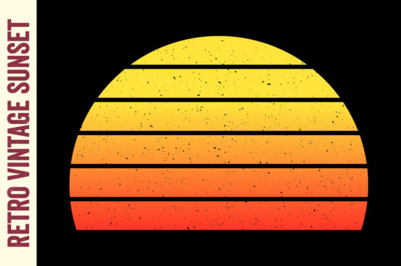 Retro Vintage Sunset Half Circle 90s