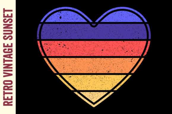 Retro Vintage Sunset Love Striped
