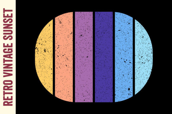 Retro Vintage Sunset Oval