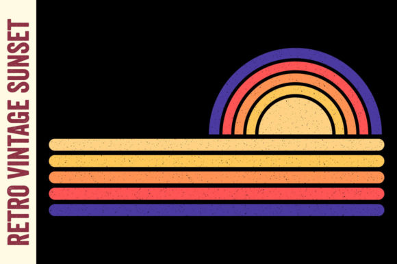 Retro Vintage Sunset Striped Sun Beach