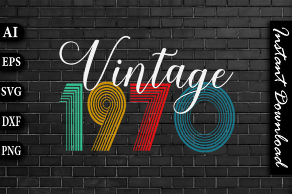 Vintage 1970 Retro Color Birthday Design