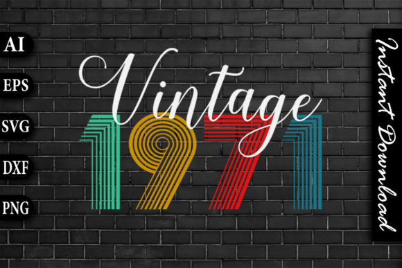 Vintage 1971 Retro Color Birthday Design