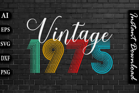 Vintage 1975 Retro Color Birthday Design