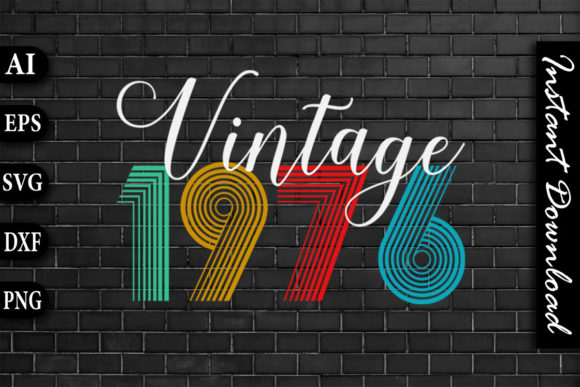 Vintage 1976 Retro Color Birthday Design
