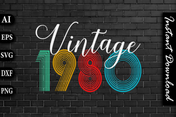 Vintage 1980 Retro Color Birthday Design