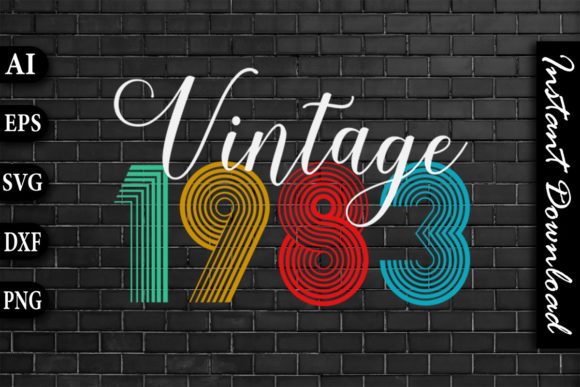 Vintage 1983 Retro Color Birthday Design