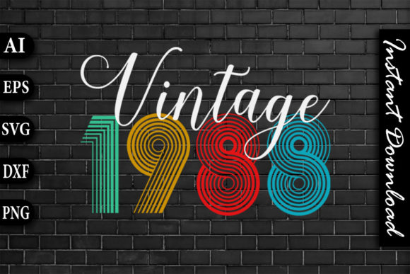 Vintage 1988 Retro Color Birthday Design