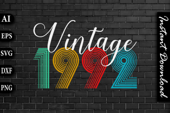 Vintage 1992 Retro Color Birthday Design