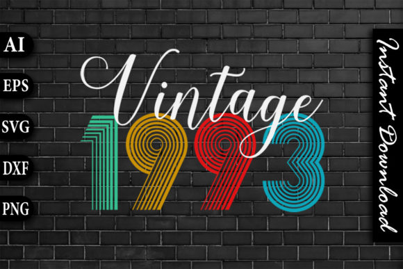 Vintage 1993 Retro Color Birthday Design