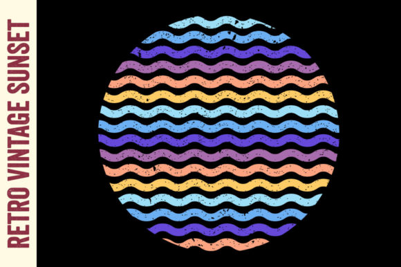 Vintage Retro Sunset Grunge Circle
