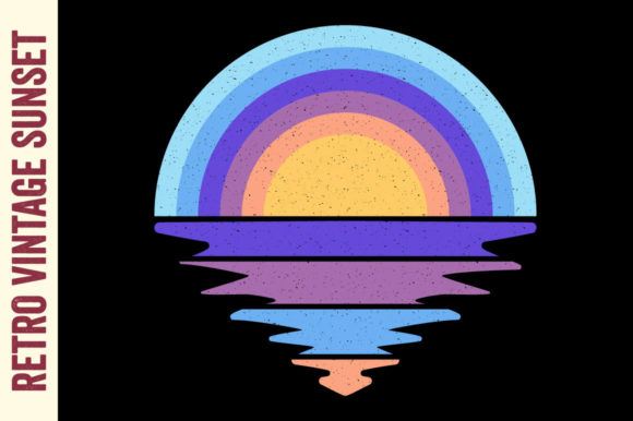 Vintage Retro Sunset Summer Beach